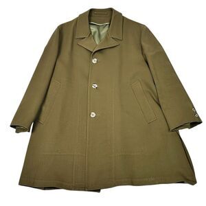 Vintage Alligator Gold Label Pure Virgin Wool Men’s Olive Coat Overcoat Trench
